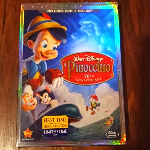 Walt Disney's PINOCCHIO 70th Anniversary Platinum Edition on DVD + BLU-RAY - Picture 1 of 2